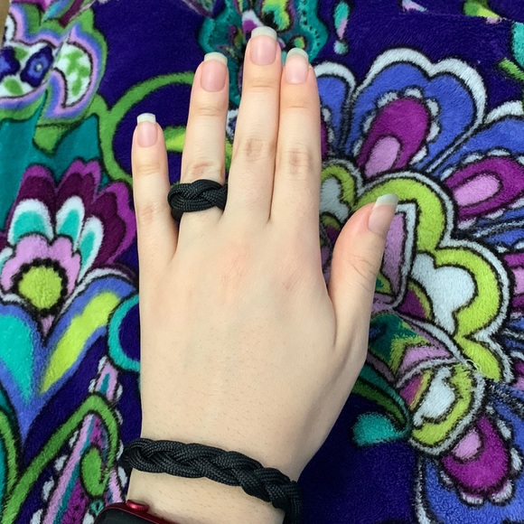 Black Paracord Braided Bracelet and Ring - Picture 2 of 12